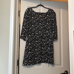 3/4 length Black and White Floral Dress